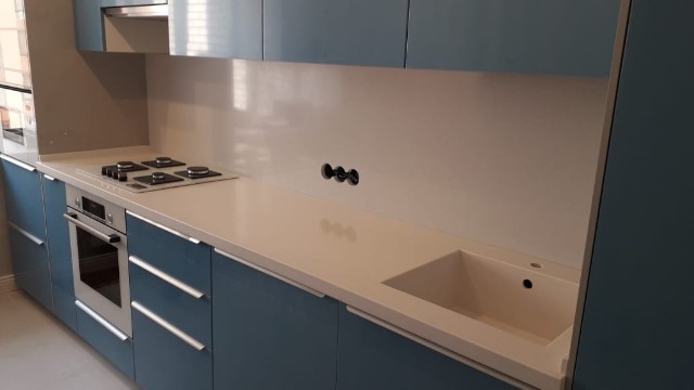Столешница Technistone NOBLE SUPREME WHITE, н40, интегрированная мойка, без борта